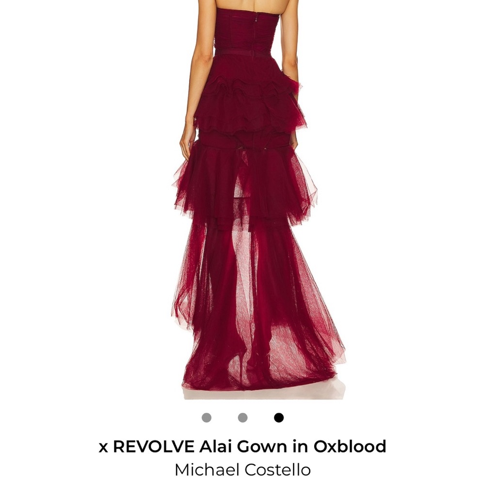 Michael Costello High Low Gown in Deep Red - Picture 3 of 3